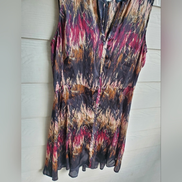 Kenneth Cole Boho Multicolored Satin V-neck Knee-length Casual Summer Dress - Picture 10 of 16